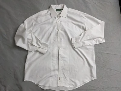 Camisa Lauren Ralph Lauren Para Hombre Talla 18.5 36-37 Esmoquin Blanco Plisado Manga Larga Foto 1 de 4