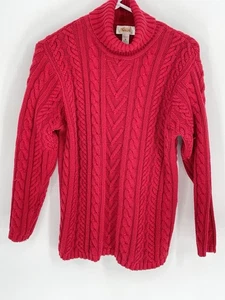 Talbots Women’s Small Cable Knit Pullover Sweater Red Turtleneck Stretchy - Picture 1 of 8