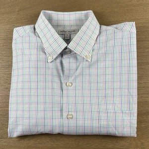 Peter Millar Summer Comfort Shirt Men’s L Tattersall Check Button L/S Nylon - Picture 1 of 8