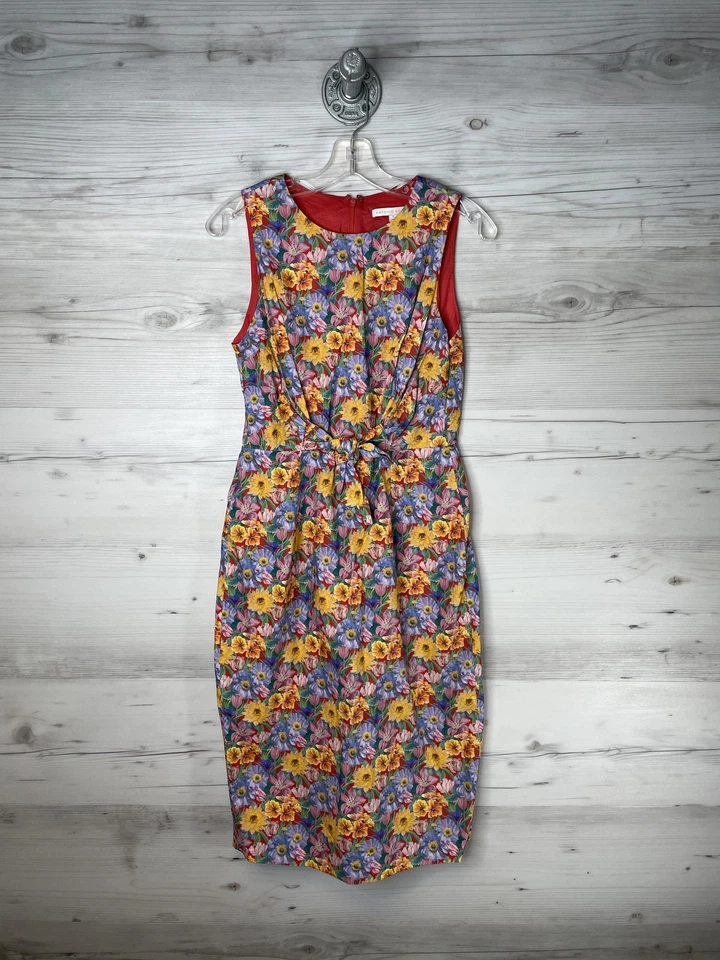Vestido para mujer Antonio Melani 4 rojo floral sin mangas funda forrada de algodón Foto 1 de 4