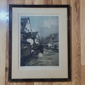 Luigi Kasimir signiert nummeriert 15/50 Farbradierung München Germany gerahmt 13"x10" - Bild 1 von 10