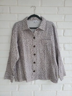 Chaqueta para mujer Calme By Johnny Was doble bolsillo estampado leopardo talla pequeña  Foto 1 de 4