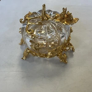 READ Franklin Mint Cinderella Crystal Glass Pumpkin 24K Gold Plated Vintage 1989 - Picture 1 of 8