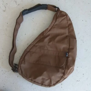 Ameribag Healthy Back Bag Tan Nylon Shoulder Sling Bag Pockets! USA - Picture 1 of 12