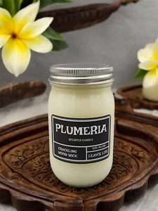 WOOD WICK * PLUMERIA * scented * Leah's Lite Candle *16oz - Picture 1 of 3