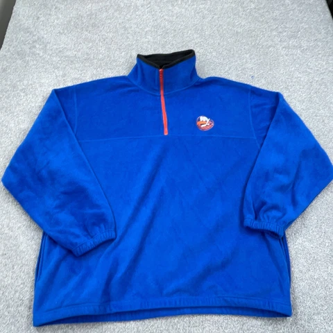 New York Islanders Sweater Men XL Blue Pullover Quarter Zip Fleece Sweatshirt Cover