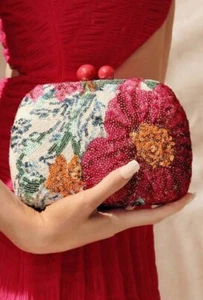 Glitter Clutch Floral Retro Design Sequin Clutch for Party Prom Wedding - Picture 1 of 6