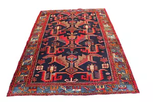 Tappeto tribale geometrico vintage afgano 4' 3"" x 6' 8"" rosso fatto a mano - Foto 1 di 5