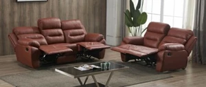 3+2 Ledersofa Kombination, Couch Set Wohnzimmer klassisch, 5131-3+2-206 - Bild 1 von 11