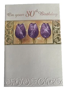 Happy 80th Birthday Greeting Card - Tulip Flower Theme - Bild 1 von 4