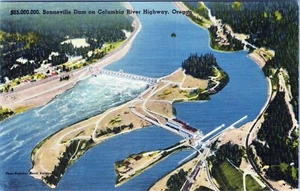 Bonneville Dam Columbia River Highway Oregon Postcard Unposted - Picture 1 of 2