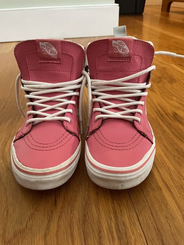Sneakers Vans Hi Top Off The Wall SK8 rosa e argento metallizzato giovani ragazze 5