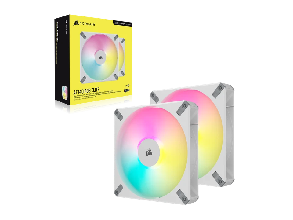 CORSAIR iCUE AF140 RGB ELITE 140mm Case Fan - White (2-Pack)