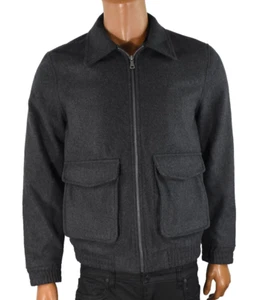INC International Concepts Mens Wool Bomber Jacket New M Gray Pockets - Picture 1 of 7