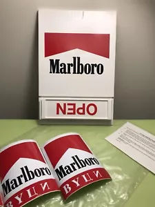 VTG. NOS 1980’s MARLBORO FLIP OPEN/CLOSED ADVERTISING SIGN WORKING HOURS LABELS - Picture 1 of 10