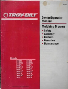 TROY-BILT MULCHING MOWERS Models 34020 34021 34022 34023 1995 Operator Manual - Picture 1 of 3