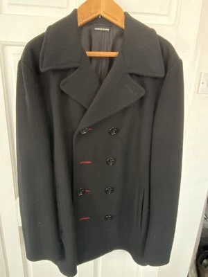 DKNY Jeans Black double breasted wool blend lined pea coat Size XL. Stunning! - Image 1 of 4