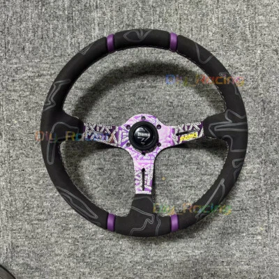 Volante deportivo 350 mm MOMO ULTRA púrpura radios plato profundo gamuza coche de carreras Foto 1 de 4