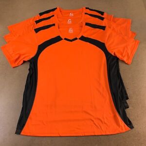 Lot of 3 Epic Sports Adult Size XL Orange Black Short Sleeve V Neck T-Shirts New