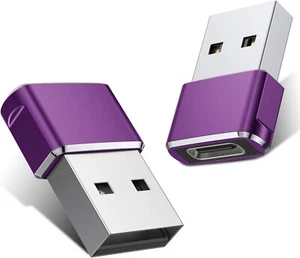 USB C Female to USB Male Adapter Type C to USB USB-C to A Converter- 2Pk, Purple - Picture 1 of 7