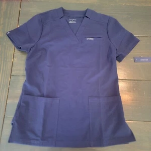 Jaanuu Women's Relaxed 3-Pocket Scrub Top Navy Blue in size SMALL Brand New - Picture 1 of 7
