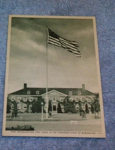 Fort Lewis Flag on Pole, Evergreen State Washington,Armed Forces APO Postcard PC - Picture 1 of 1