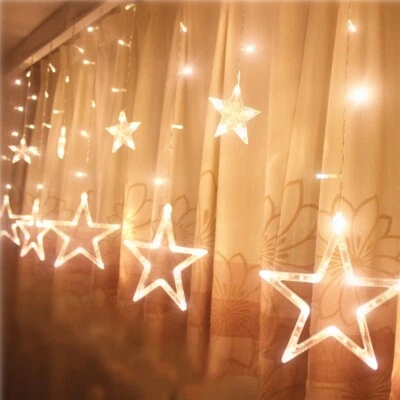 LED Star Fairy String Lights Curtain Window Christmas Wedding Party Xmas Decor - Image 1 of 4