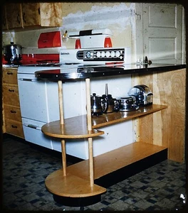 Cocina vintage muy bonita! - Diapositiva realista estéreo Kodachrome #799 años 50 - Imagen 1 de 3