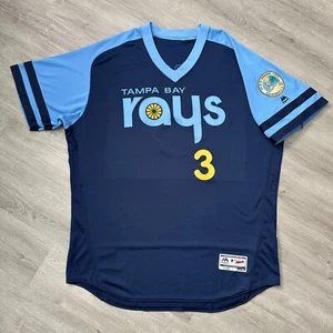 Authentic Evan Longoria Tampa Bay Rays Jersey 52 Majestic TBTC 1970s Inspired - Picture 1 of 8