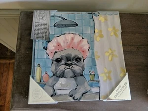 Marmont Hill 12x12 lienzo pintura pug bulldog hermoso impresionante ducha lindo  - Imagen 1 de 5