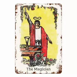 Blechzeichen des Magiers Tarotkarte • Major Arcana Waite Vintage Metalldruck - Bild 1 von 6