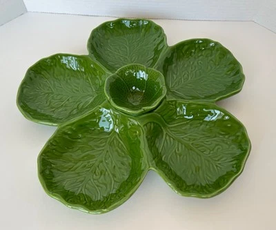 Home Essentials Cabbage Leaf Collection Ceramic Serving Platter Dips Snacks - Image 1 of 4