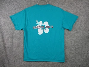 Trader Joe's Tee Men Medium Green Teal Shirt Employee Work Hibiscus Women Large - Picture 1 of 10