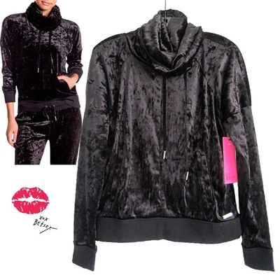 BETSEY JOHNSON PERFORMANCE NEW Crushed Velvet Cowl Neck Sweatshirt M - Image 1 of 4