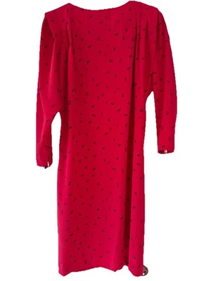 Vintage Liz Claiborne Red Black Circles Polka Dot Dress New Women Size 4 Petite - Image 1 of 3