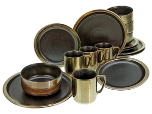 CreaTable Modern Industrial Schwarz-gold Kombiservice 16-tlg Steinzeug - Bild 1 von 12