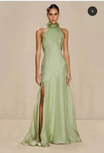 Sonya Moda Noelle Gown in Moss Size Aus12/US8 EUC! Beautiful Silk RRP $580 - Picture 1 of 7
