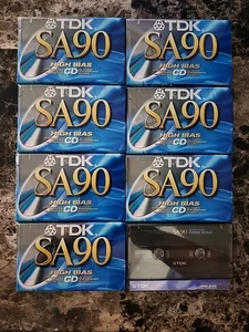 TDK SA90 Blank Cassette Tapes 90min High Bias Type II Six Cassettes 7 NEW 1 Used - Picture 1 of 3
