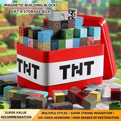 Magnetic Building Blocks Toy Set Storage Box Creative Kids DIY Video Play Gift - Image 1 of 4