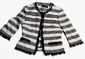 Y2K striped tweed blazer 4P preppy Bling Coastal Breton Stripes sequin VTG - Picture 1 of 22