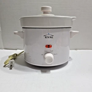 Rival 2 Quart Schongarer mit weißem Keramiktopf und Glasdeckel nie benutzt - Bild 1 von 8