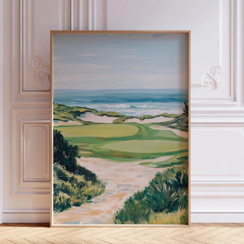 Coastal Golf Course on Ocean Wall Art Print - Image 1 of 4