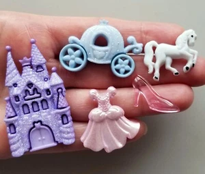 Craft Buttons HAPPILY EVER AFTER Princess Castle Horse Girl Card Making Sewing - Picture 1 of 3