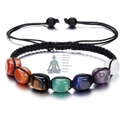 7 Chakren Energie Steine Armband Meditation Yoga Spirituell Armkette Chakra Perl - Bild 1 von 4