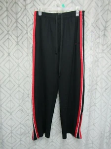 Champion Pants Size M Black with Red Stripes Elastic Waist Drawstring Leg Zipper - Picture 1 of 5
