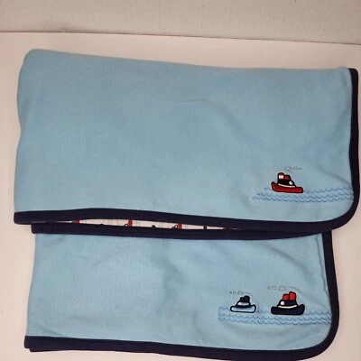 Gymboree 2001 Tug Boat Baby Blanket Blue Vintage - Image 1 of 4