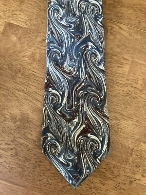 Corbata para hombre Henry Grethel corbata seda abstracta azul tostado gris  Foto 1 de 4