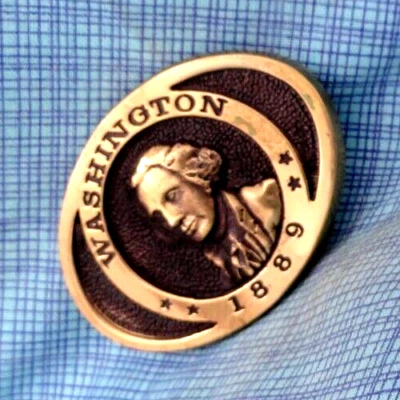 Washington Statehood 1889 Dress Belt Buckle # RC Bronze Vtg 70s Heritage .QRT723 - Image 1 of 4