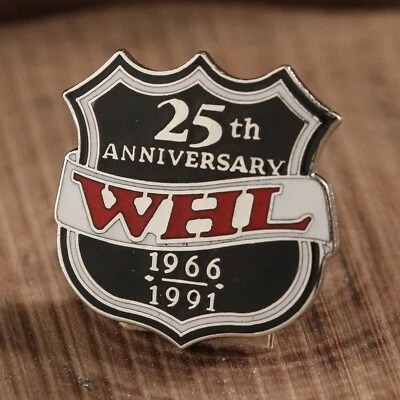 Prendedor de solapa esmaltado vintage de la Liga de Hockey Occidental del 25 aniversario de la WHL 1966-1991 Foto 1 de 3