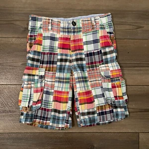 E-Land Cargo Shorts Size 6X-7 Boys Multicolor Patchwork Madras - Picture 1 of 9